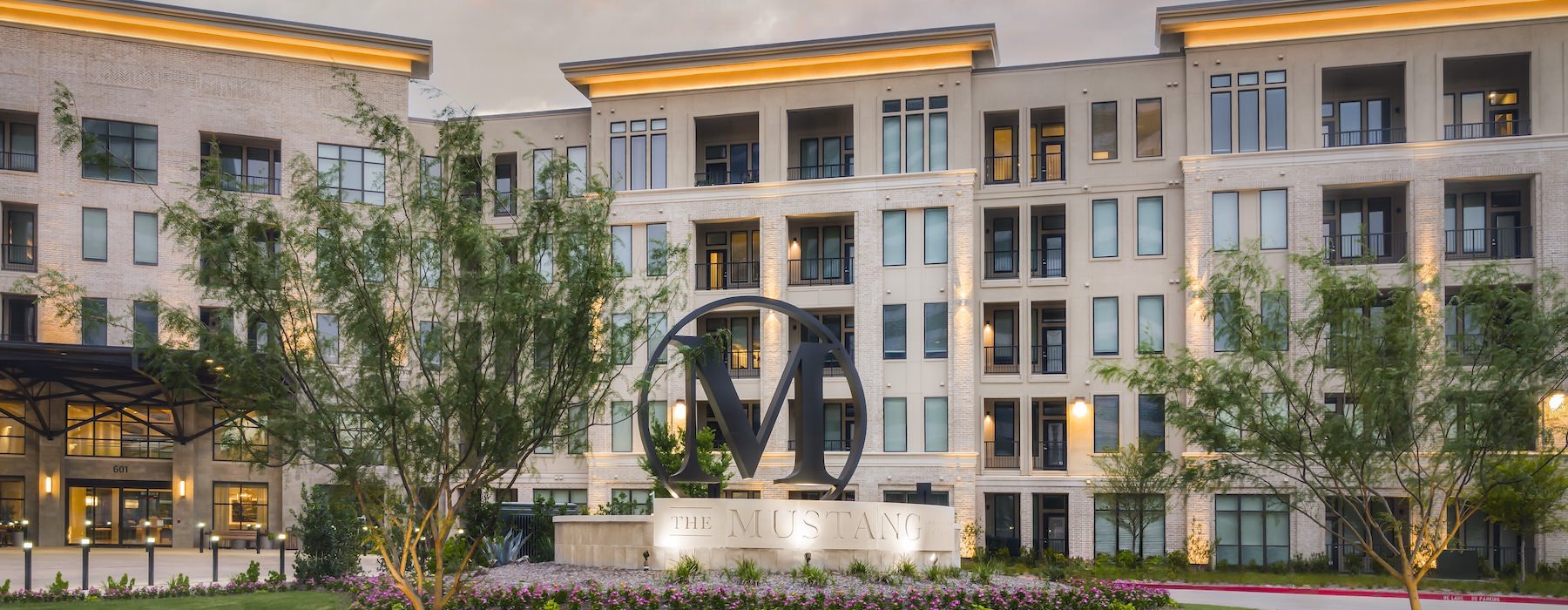 a building with a sign in front