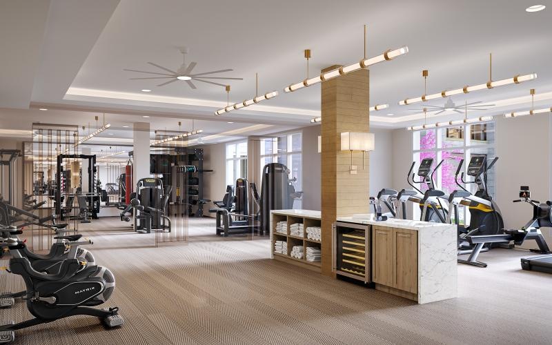 a gym with exercise equipment